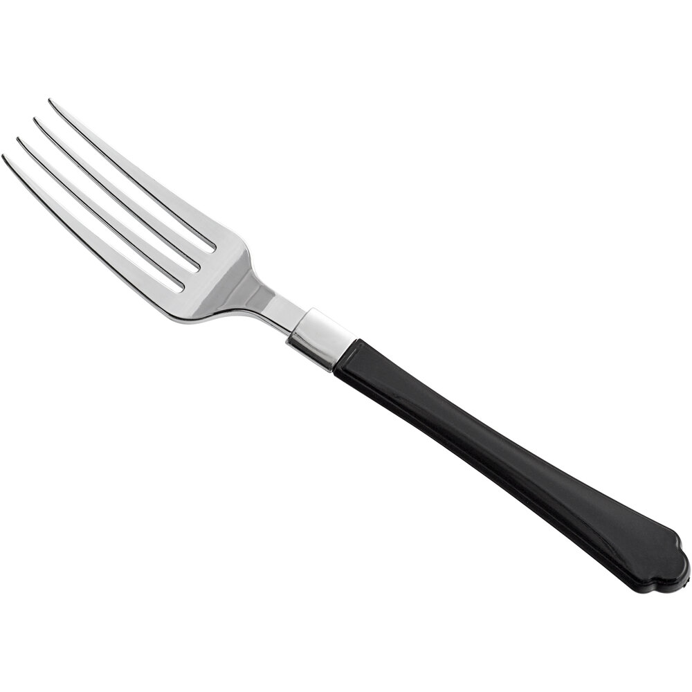 Visions Empire 7" Heavy Weight Plastic Fork with Black Handle - 20/Pack