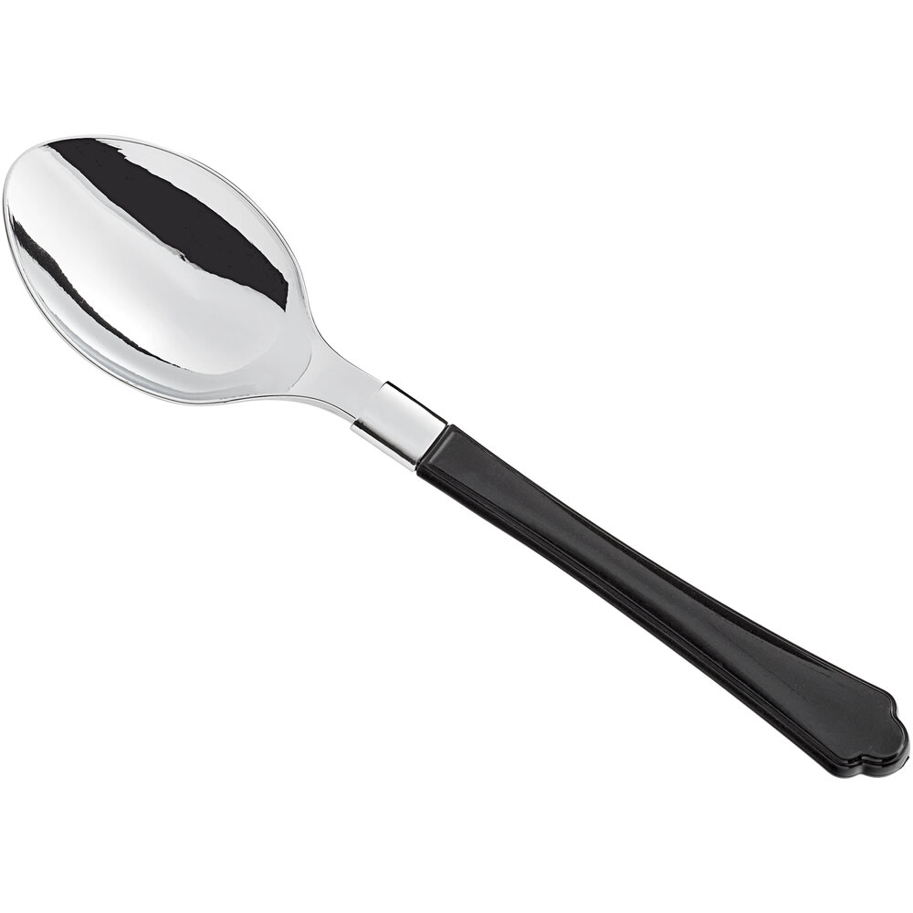 Visions Empire 6 1/2" Heavy Weight Plastic Spoon with Black Handle - 20/Pack