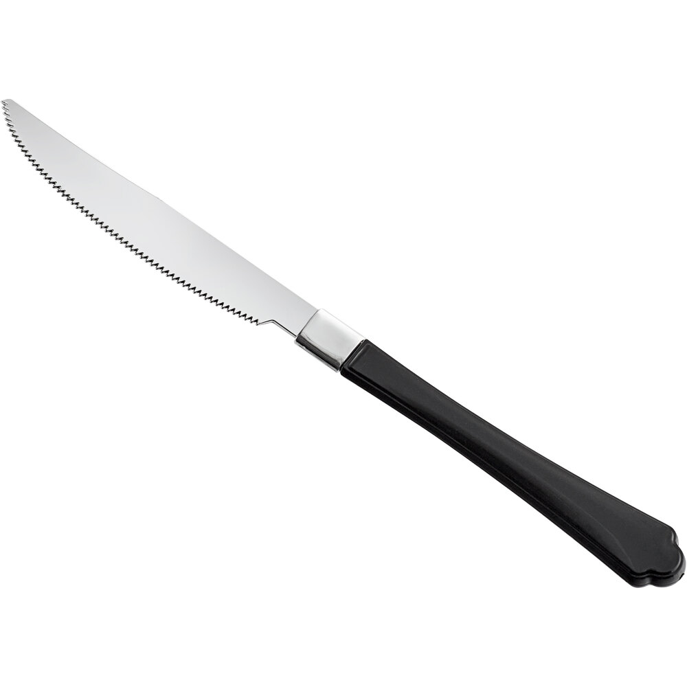 Visions Empire 7 1/2" Heavy Weight Plastic Knife with Black Handle - 20/Pack