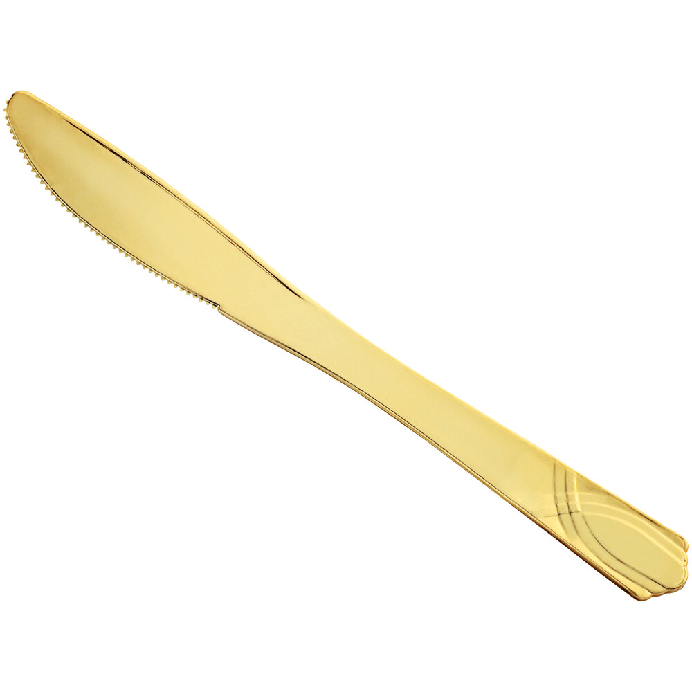 Visions Skyline 7 1/2" Elegant Gold Heavy Weight Plastic Knife - 400/Case