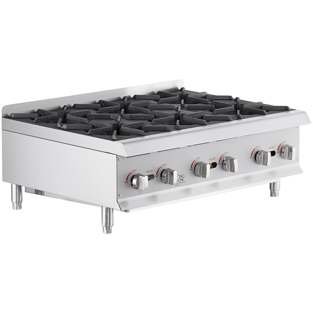 Cooking Performance Group R-CPG-36-NL 6 Burner Gas Countertop Range / Hot Plate - 132,000 BTU
