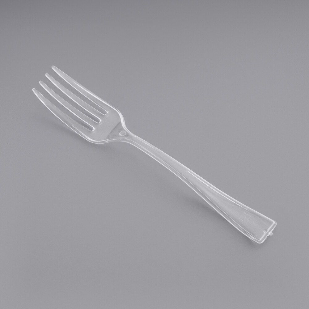 Visions 4" Clear Plastic Tasting Fork - 500/Case