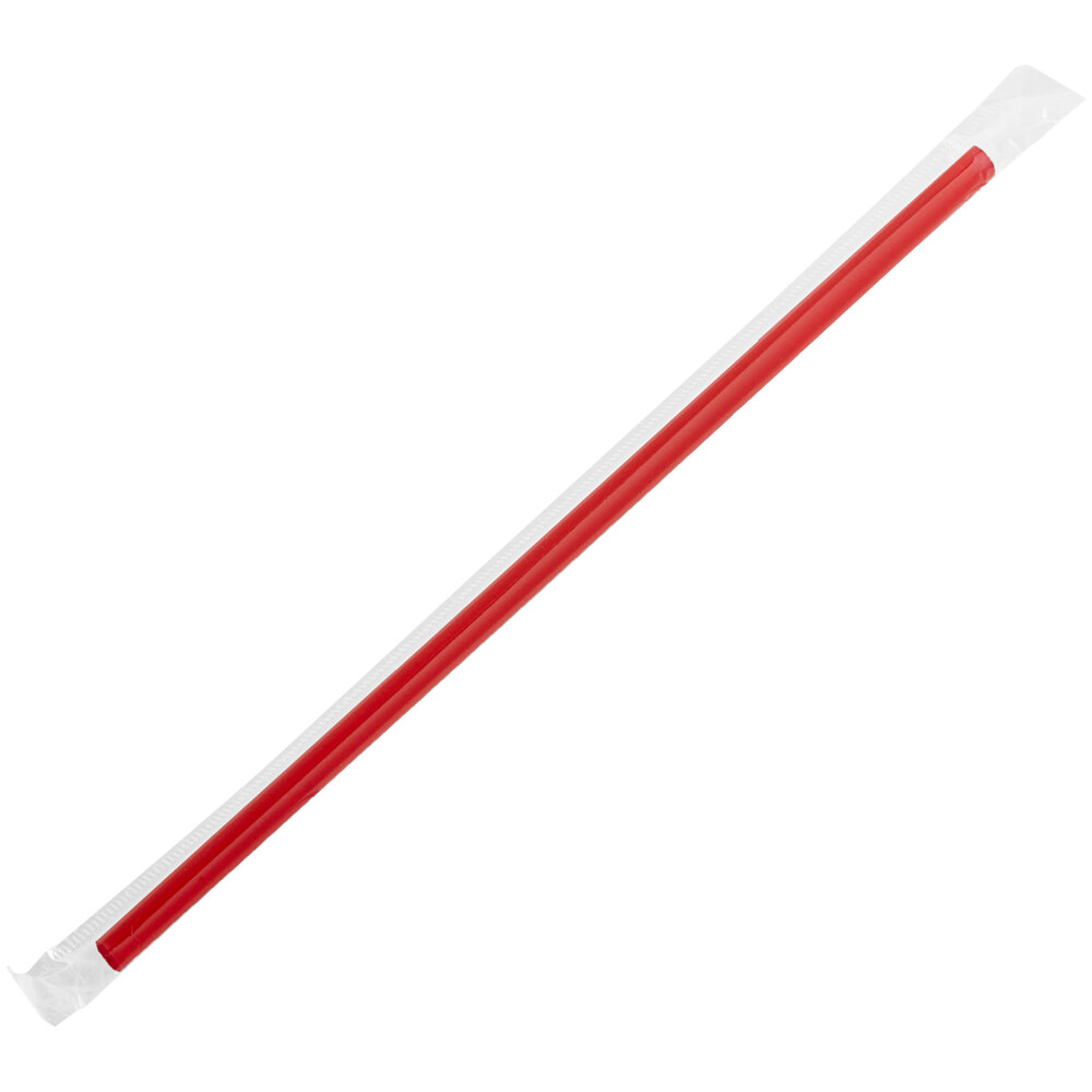 Choice 10" Giant Red Wrapped Straw - 2,000/Case