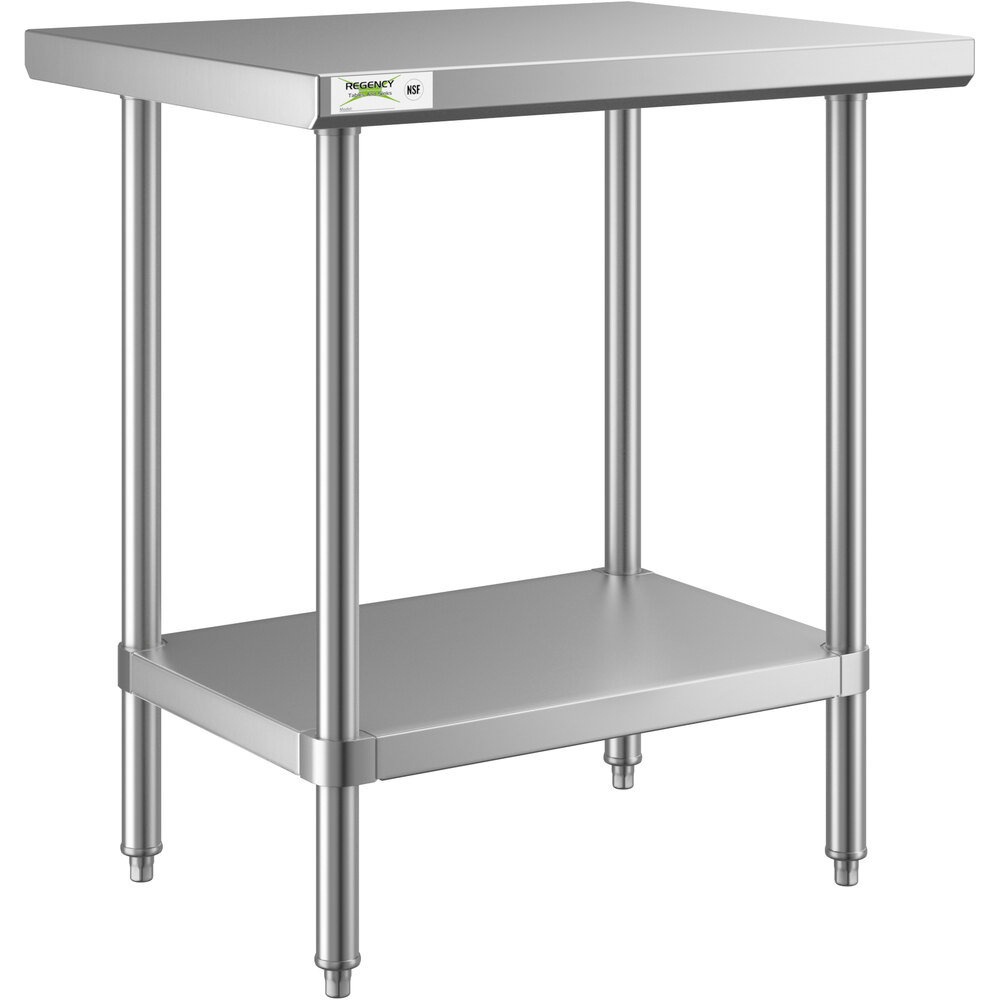 Regency 24" x 30" All 18-Gauge 430 Stainless Steel Commercial Work Table with Undershelf