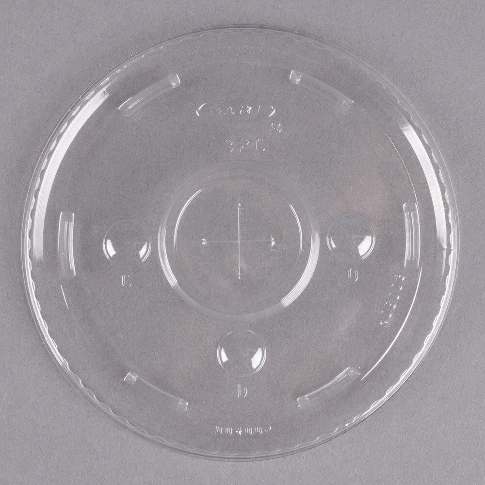 Dart L32CR 32 oz. Clear Flat Plastic Lid with Straw Slot - 1,000/Case