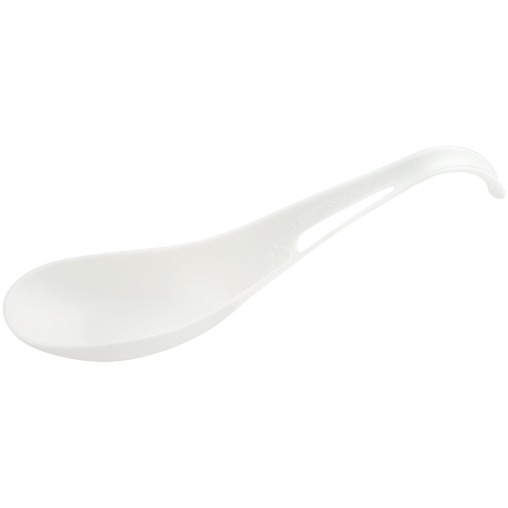 World Centric 6" Compostable TPLA Asian Soup Spoon - 500/Case