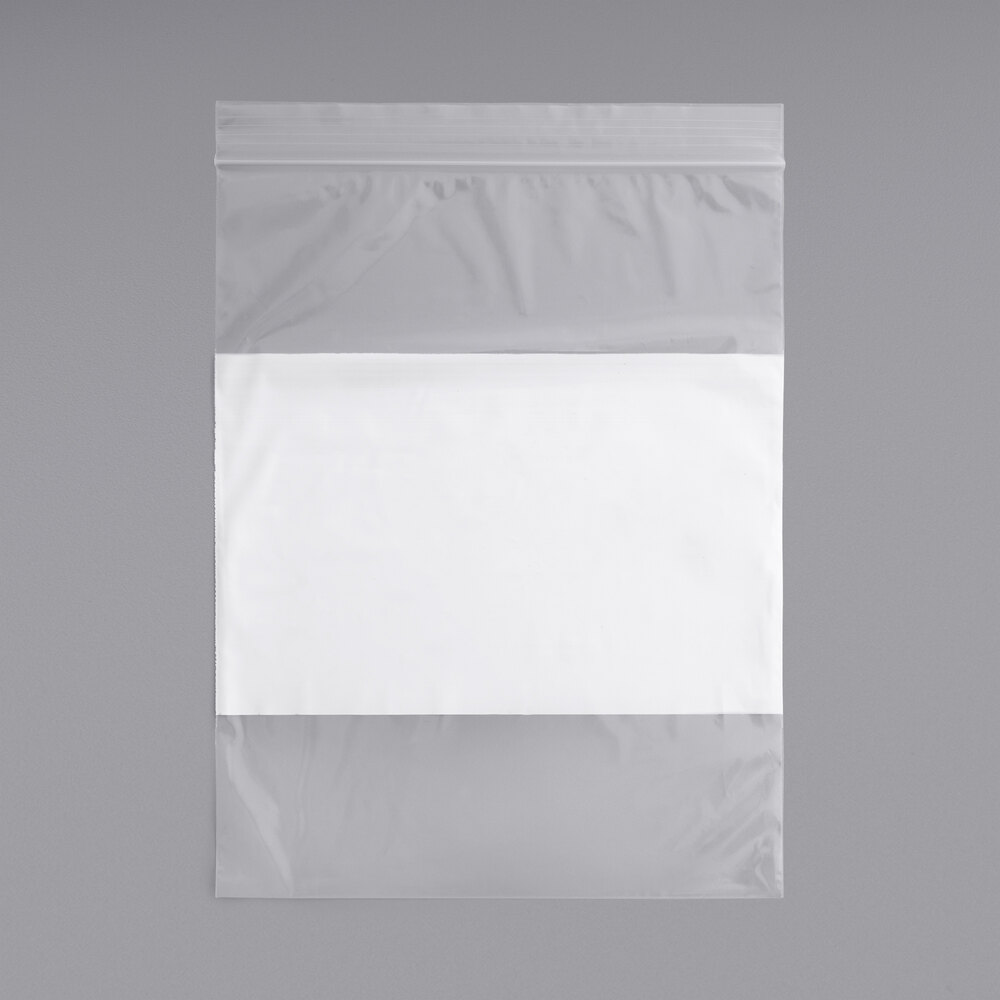 Choice 8" x 10" 2 Mil Clear Polyethylene Zip Top Bag with White Block - 1,000/Case