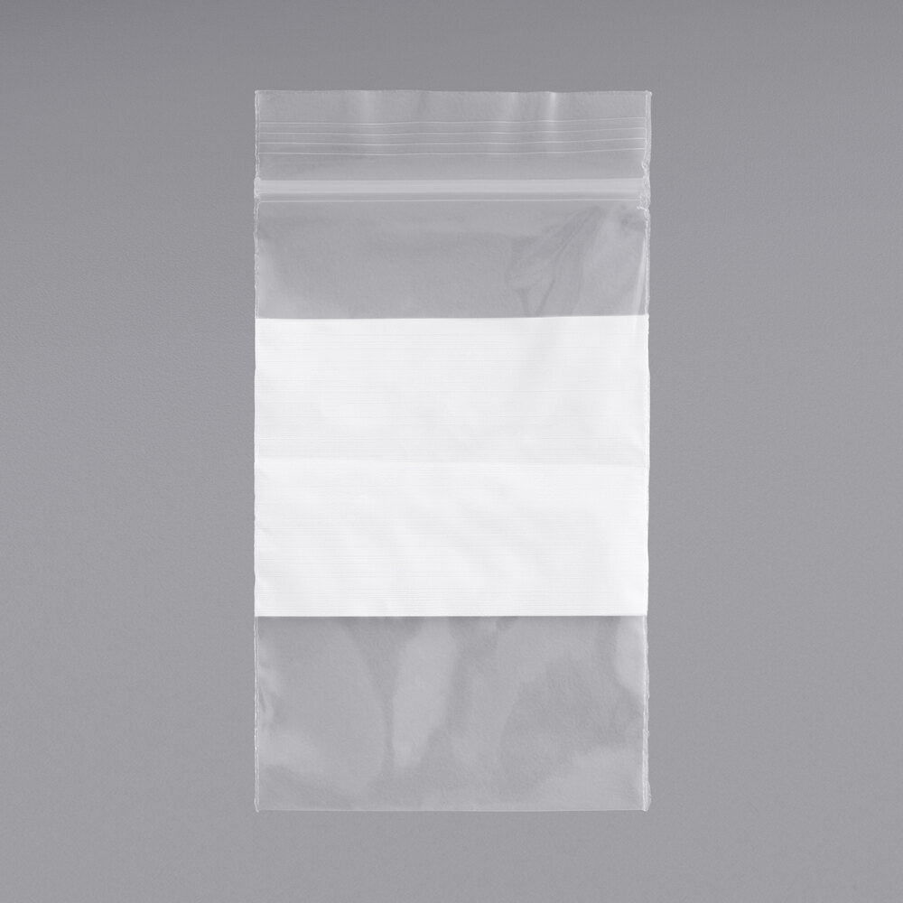 Choice 2" x 3" 2 Mil Clear Polyethylene Zip Top Bag with White Block - 1,000/Case