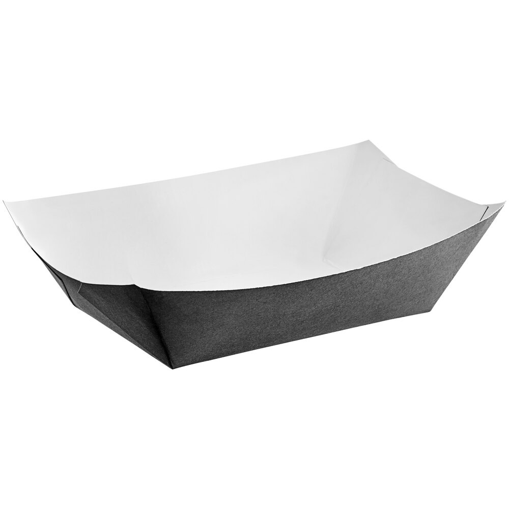 #300 3 lb. Solid Black Paper Food Tray - 250/Pack