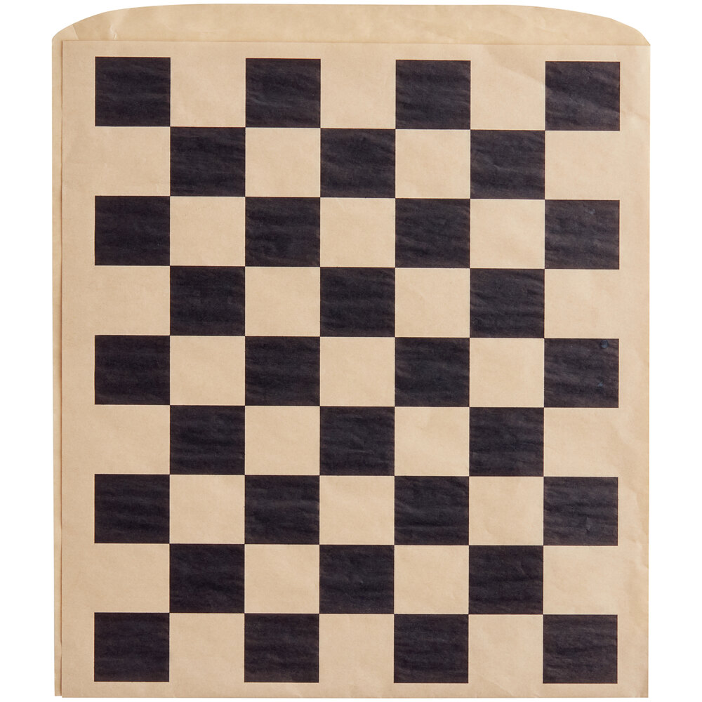 Choice Kraft Black Check Wire Cone Basket Liner / Deli Wrap / Double Open Bag 9" x 10" - 1,000/Case