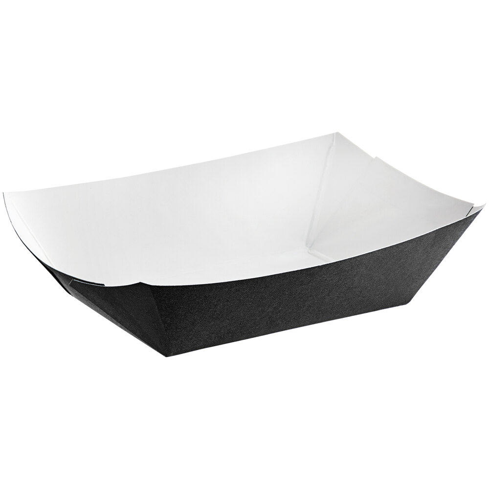 #200 2 lb. Solid Black Paper Food Tray - 250/Pack