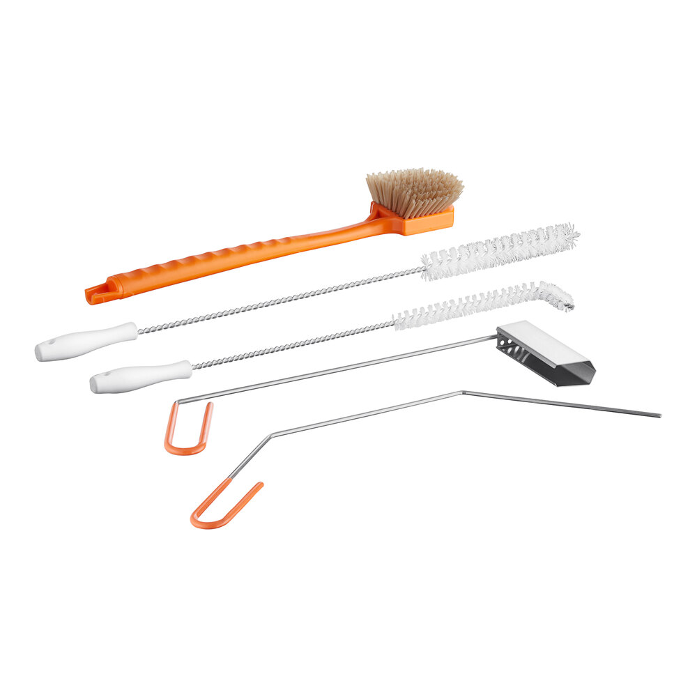 Fryclone 5-Piece Commercial Deep Fryer Cleaning Kit with 3-Piece Brush Set, Clean Out Rod, and Crumb Scoop