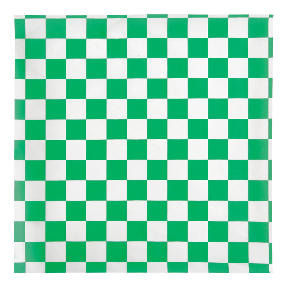 Choice 12" x 12" Green Check Deli Sandwich Wrap - 5,000/Case
