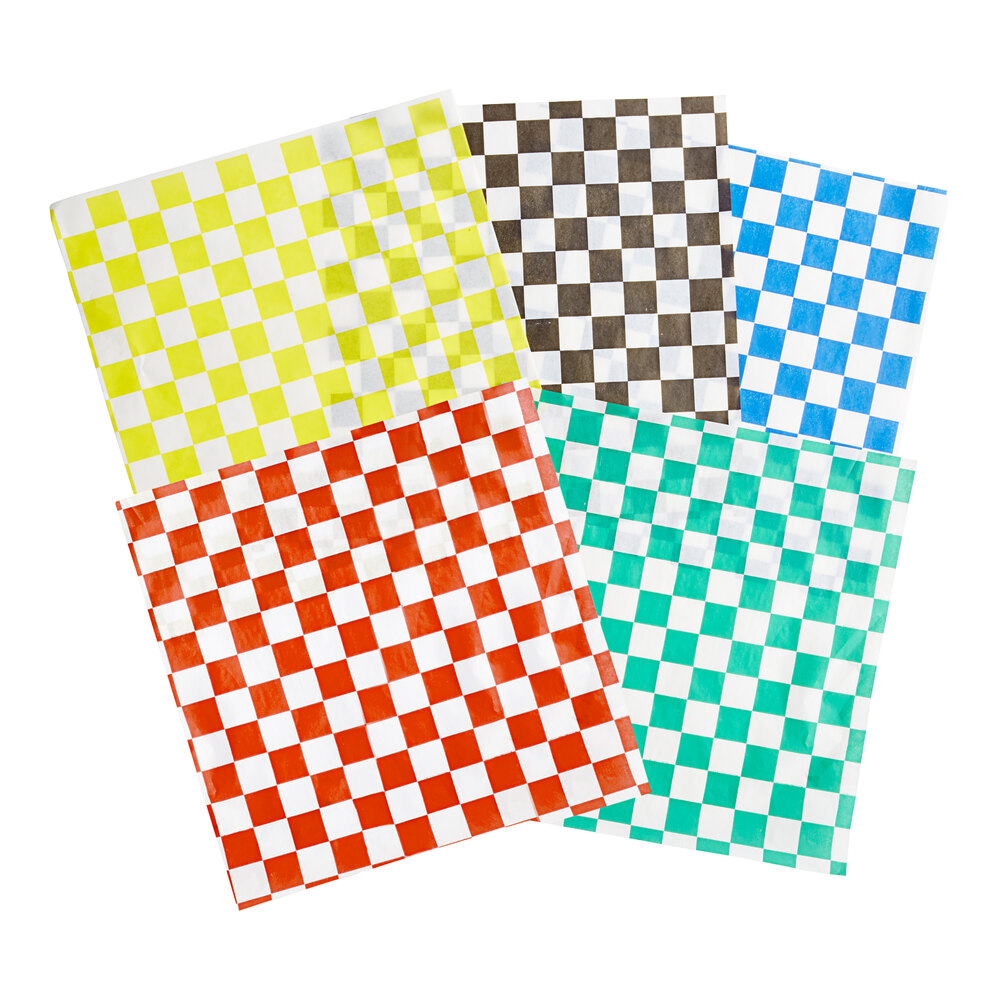 Choice Checkered Basket Liner / Deli Sandwich Wrap Paper Variety Pack - 12" x 12" - 5,000/Case
