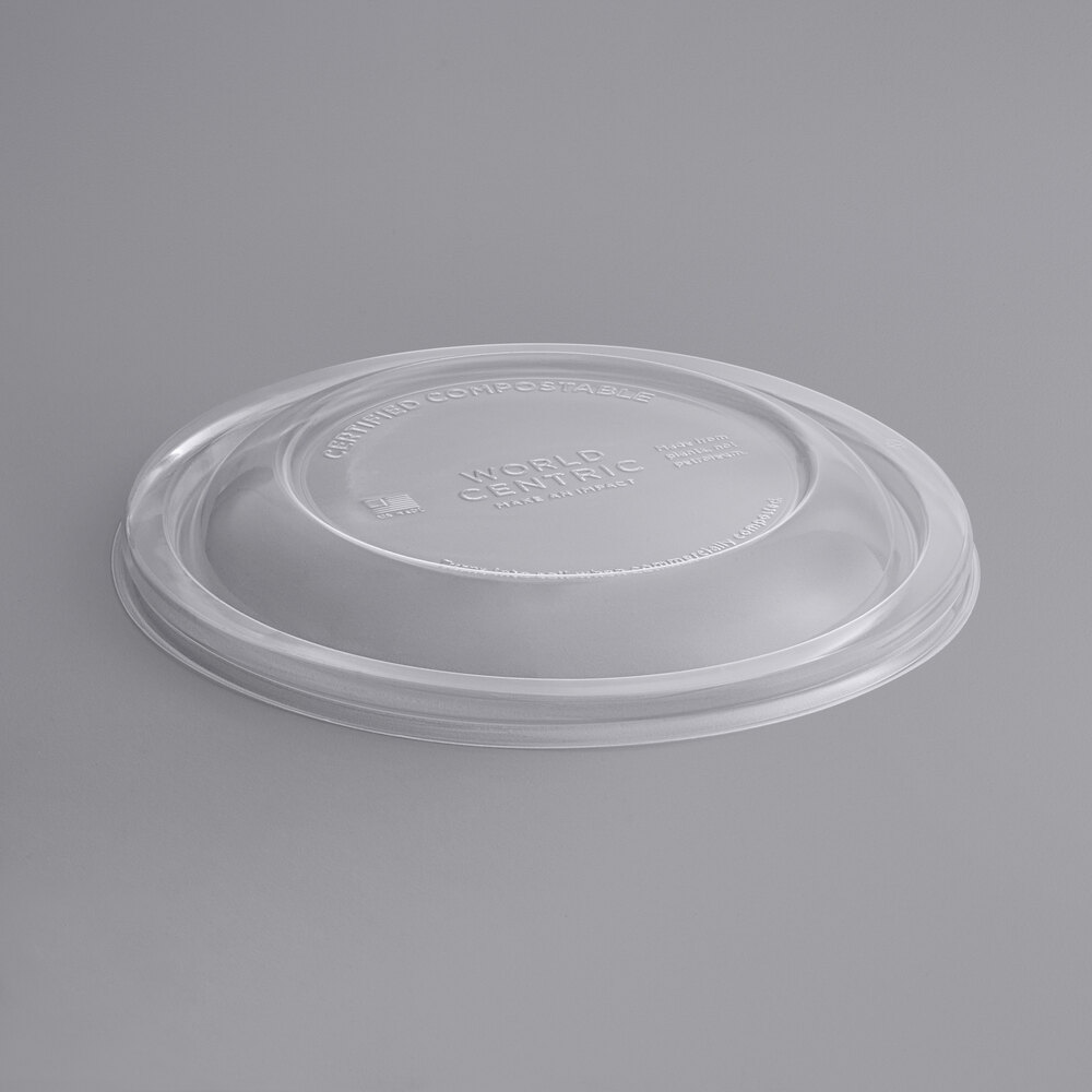 World Centric Clear Compostable PLA Lid for 16-32 oz. Fiber Bowl and 42 oz. NoTree Wide Paper Bowl - 300/Case