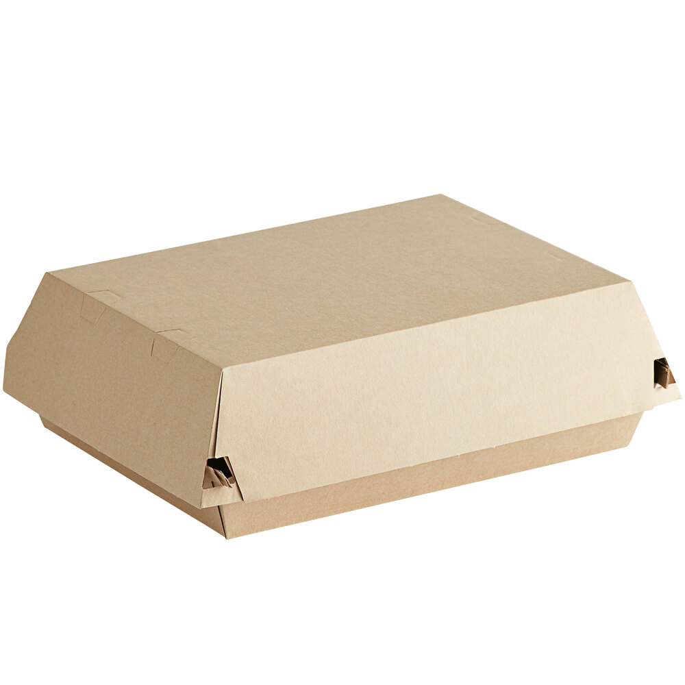Sabert 8" x 6" Rectangular Corrugated Kraft Clamshell Take-Out Box - 190/Case