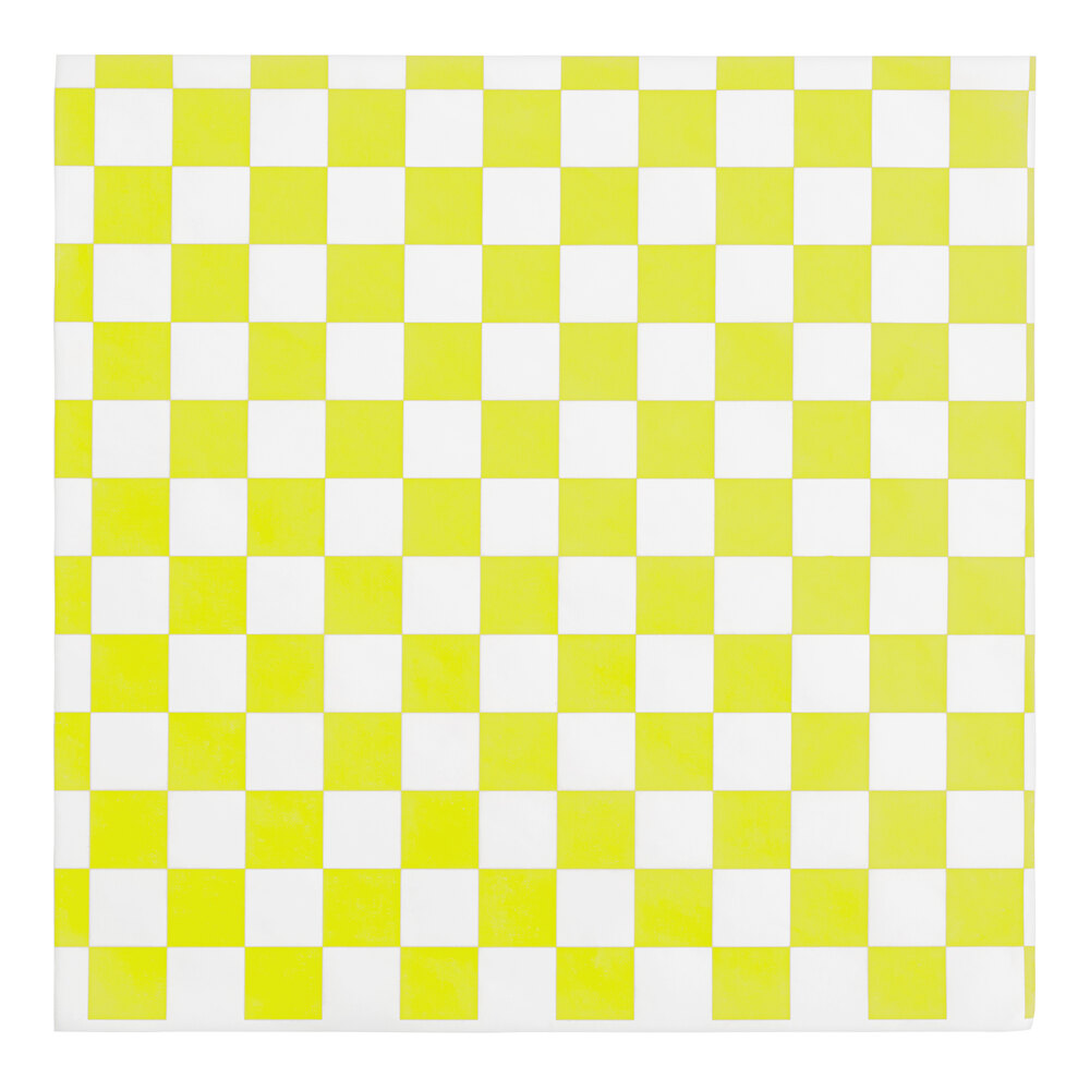 Choice 12" x 12" Yellow Check Deli Sandwich Wrap Paper - 5,000/Case