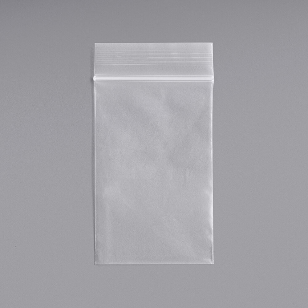 Choice 1 1/2" x 2" 2 Mil Clear LDPE Zip Top Bag - 1,000/Case