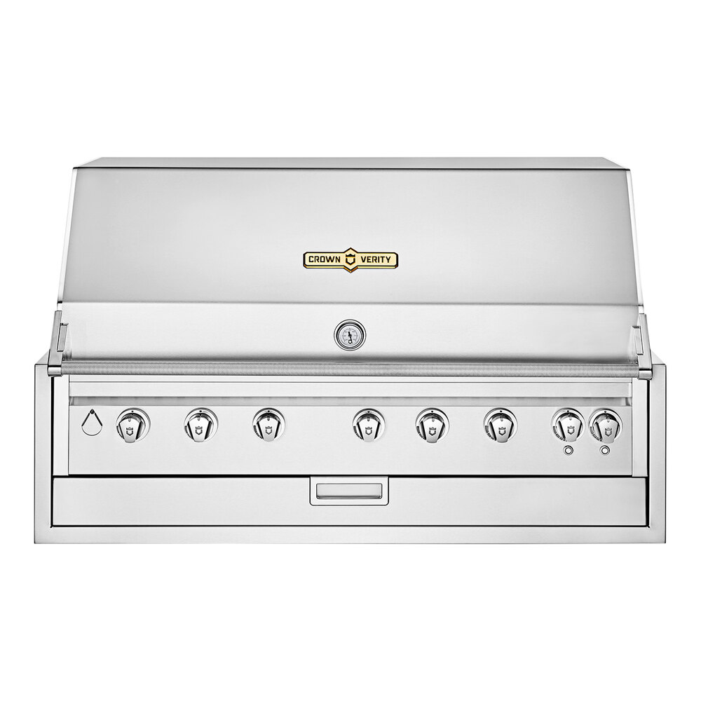 Crown Verity IBI48LP-LT Infinite Series 48" Liquid Propane Built-In Grill with Roll Dome, Custom Fitted Cover, and Light Package - 107,000 BTU