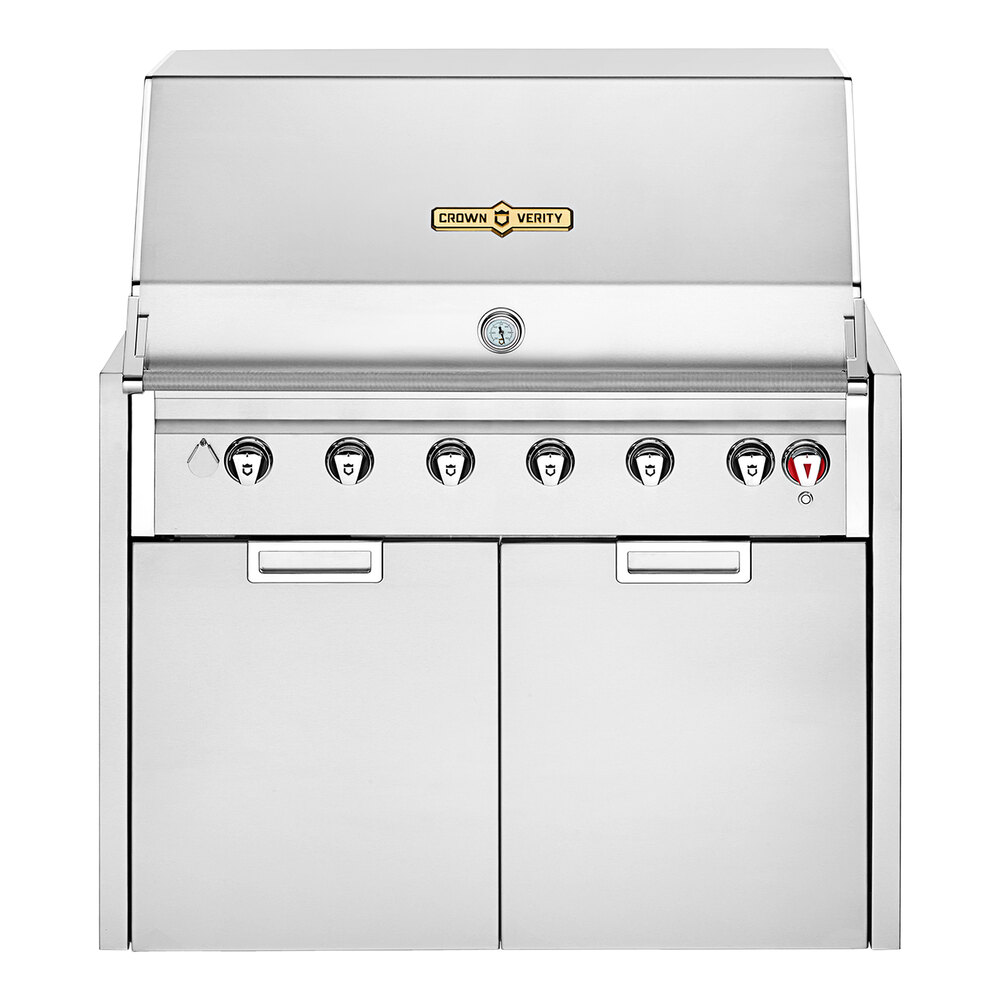 Crown Verity IGM42NG Infinite Series 42" Natural Gas Modular Grill with Roll Dome, Bun Rack, and 2-Door Cabinet - 94,000 BTU