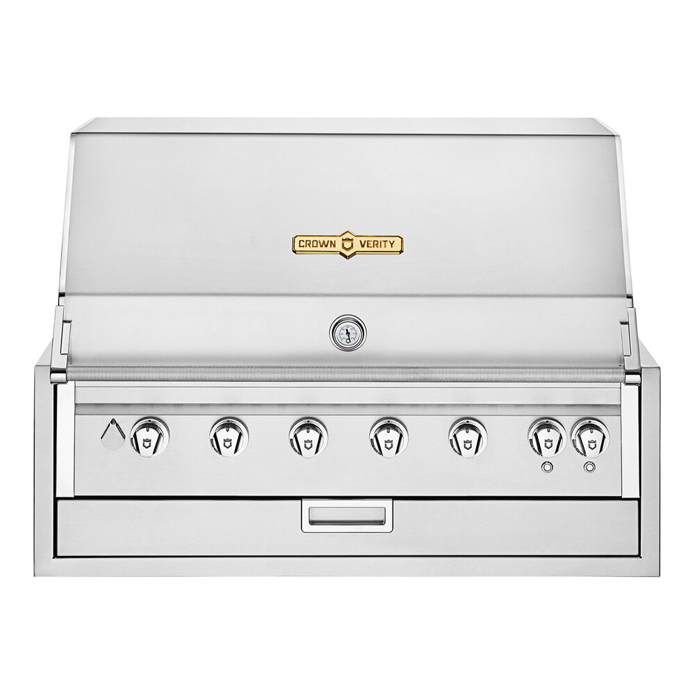 Crown Verity IBI42LP-LT Infinite Series 42" Liquid Propane Built-In Grill with Roll Dome, Custom Fitted Cover, and Light Package - 94,500 BTU