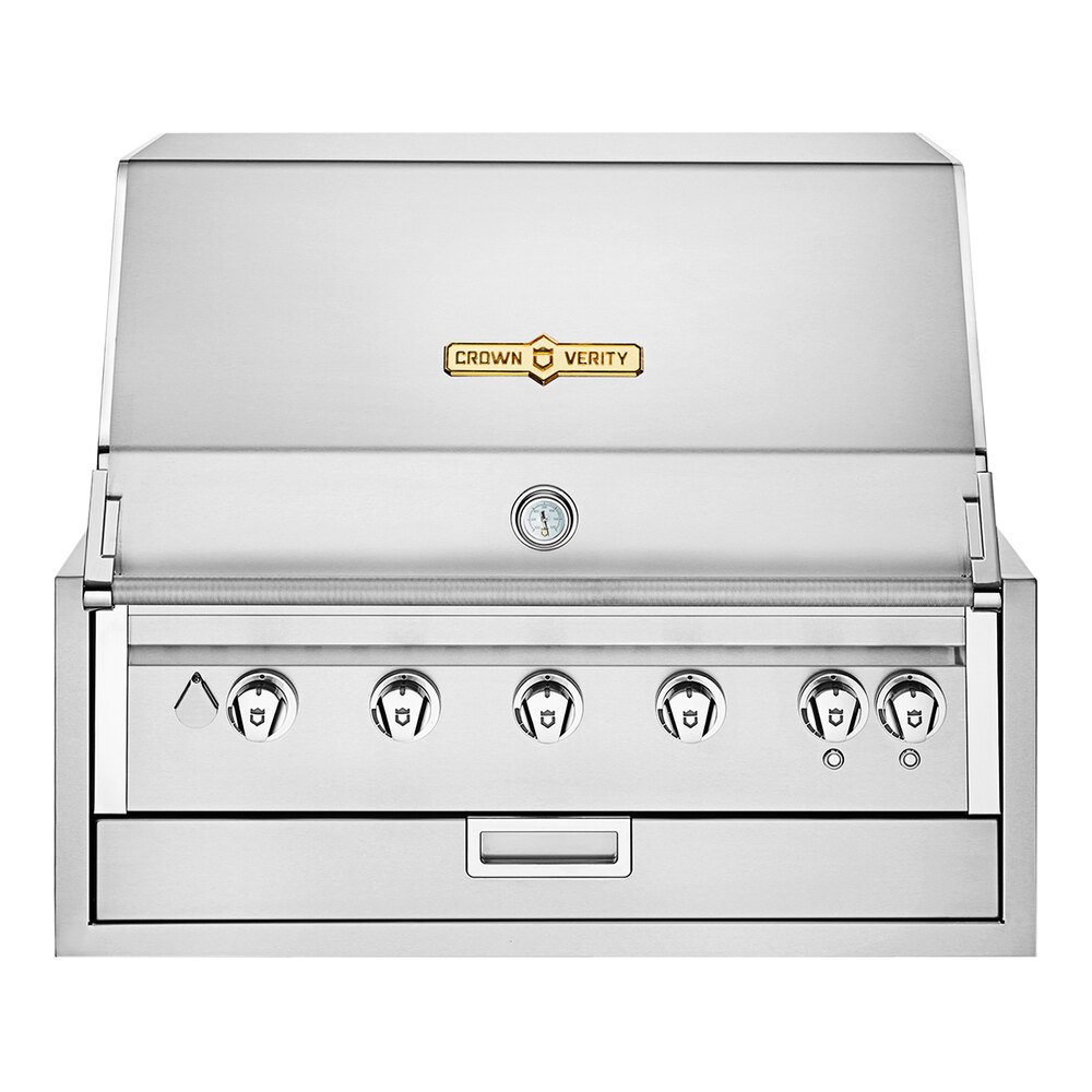 Crown Verity IBI36LP-LT Infinite Series 36" Liquid Propane Built-In Grill with Roll Dome, Custom Fitted Cover, and Light Package - 79,500 BTU