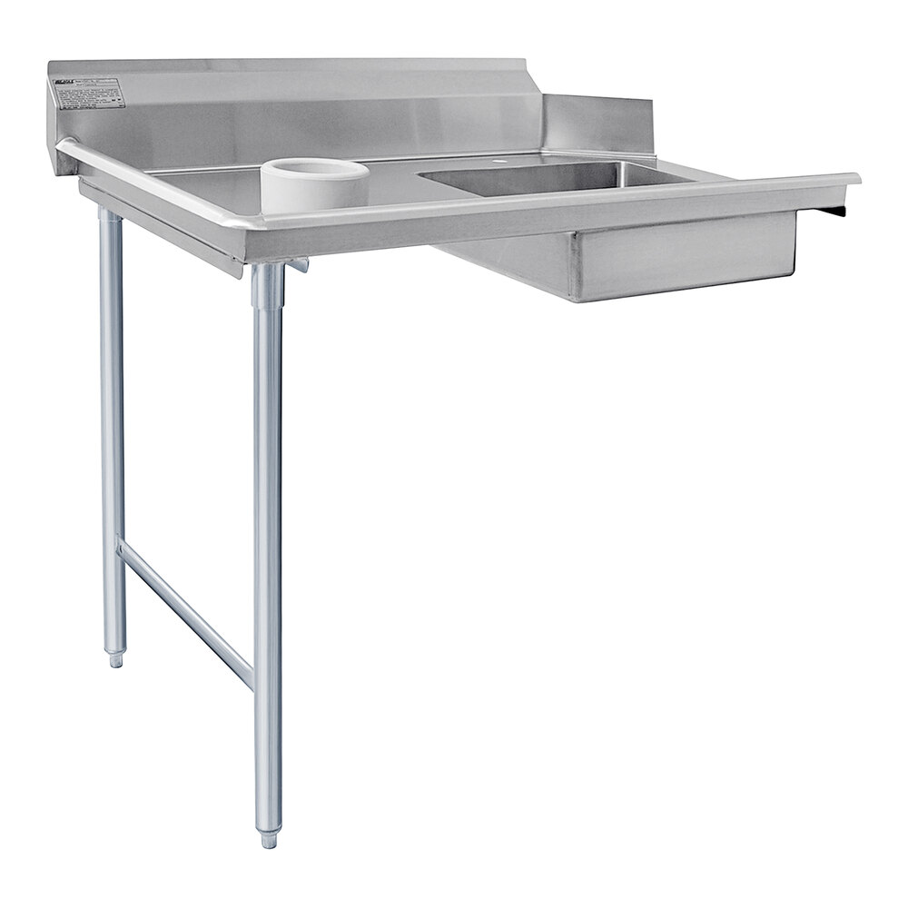 Eagle Group SDTL48143 48" Left Side 14 Gauge 304 Type Stainless Steel Soil Dish Table