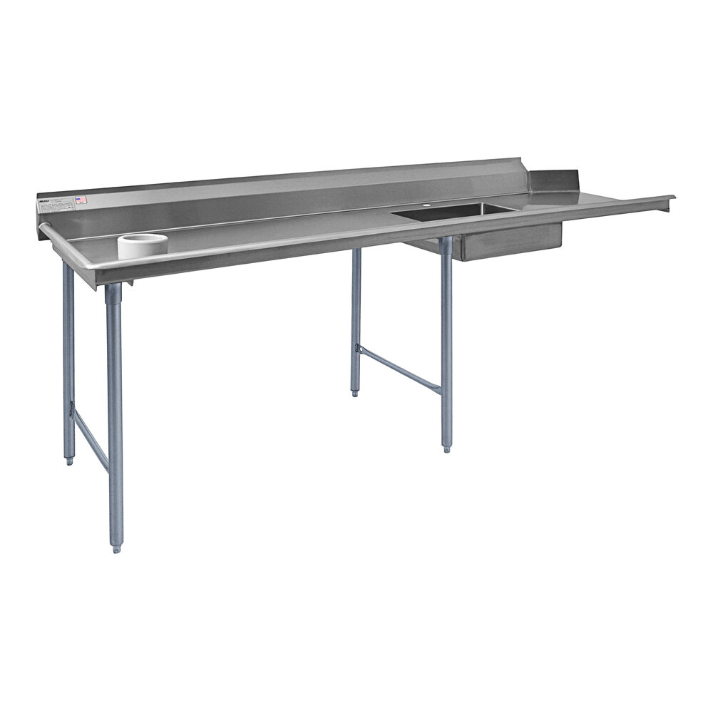 Eagle Group SDTL96143 96" Left Side 14 Gauge 304 Type Stainless Steel Soil Dish Table