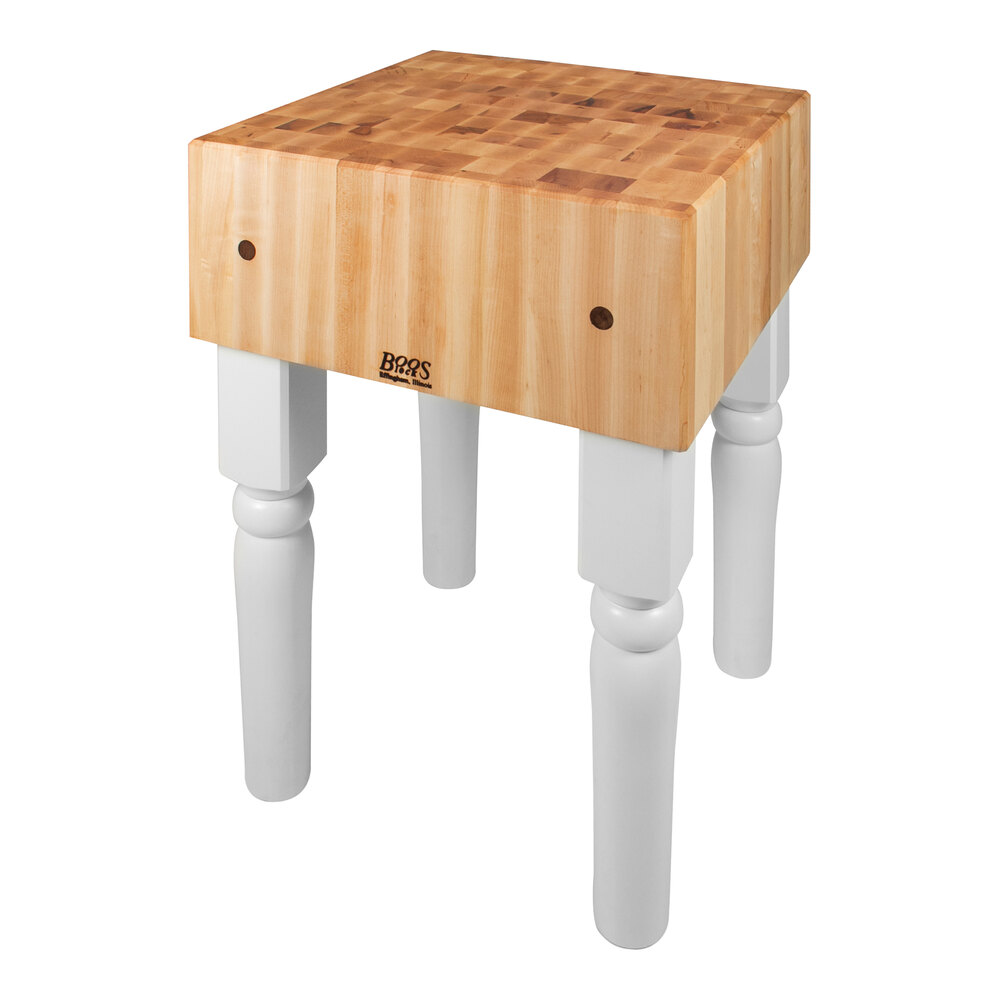 John Boos & Co. AB05-C-AL 24" x 24" AB Maple Butcher Block with 2 1/2" Casters and Alabaster Base