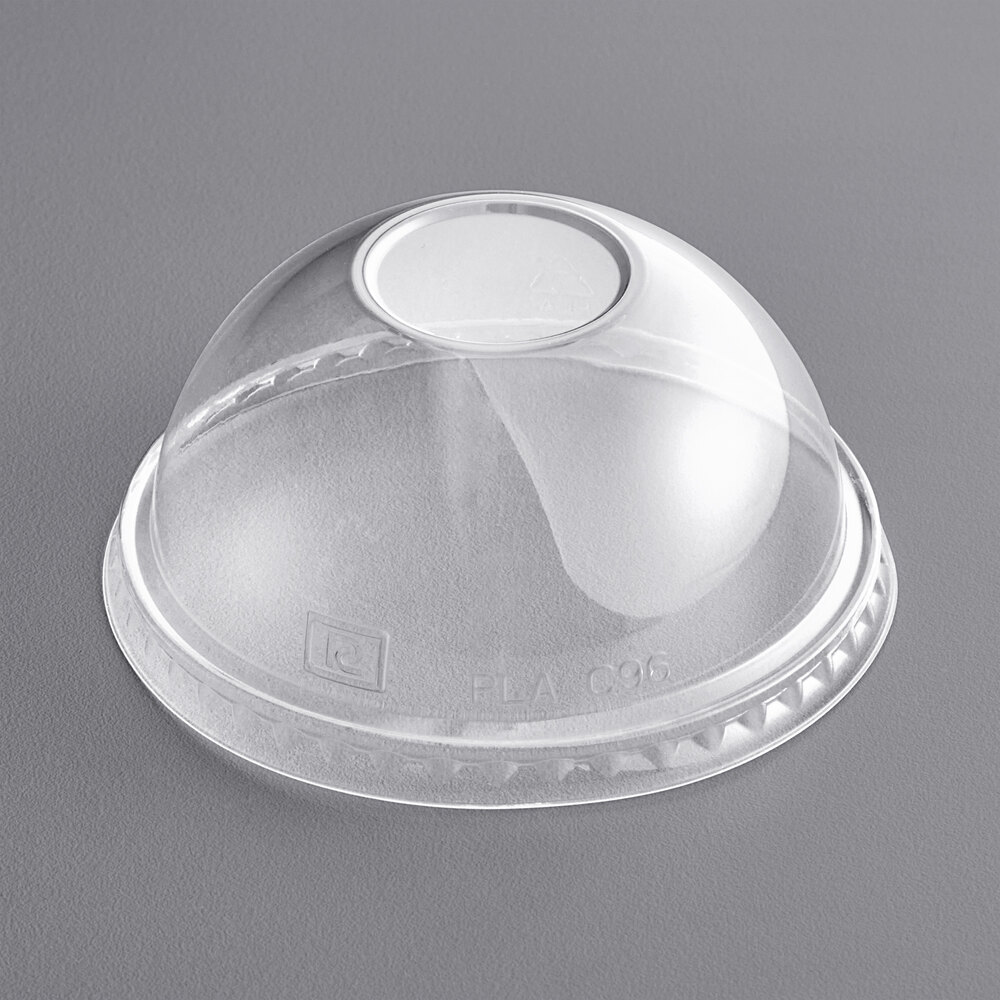 World Centric 9Q-24 oz. PLA Plastic Compostable Cold Cup Dome Lid With No Hole - 1,000/Case