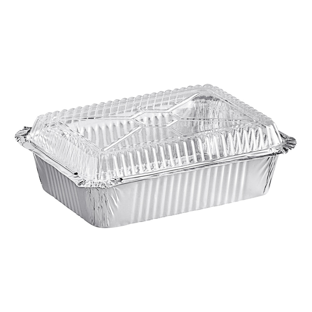 Choice 1.5 lb. Oblong Deep Foil Take-Out Container with Dome Lid - 250/Case