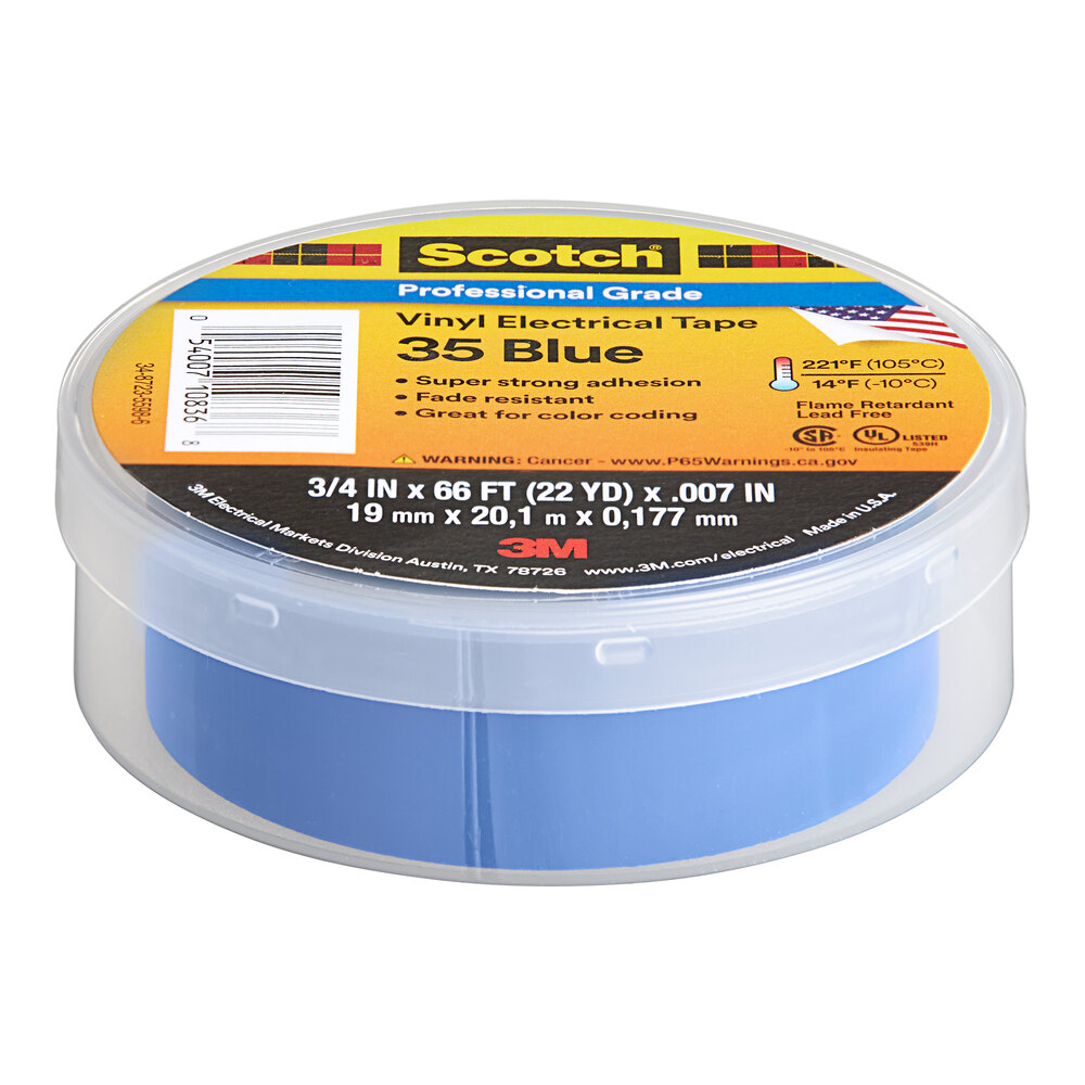 3M Scotch™ 0.75" x 66' Blue Vinyl Electrical Tape 35-3/4X66FT-BL - 10/Pack