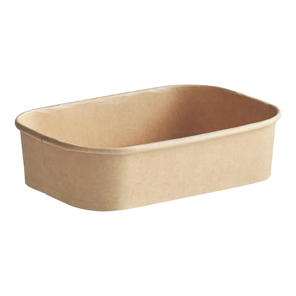 Choice 16 oz. Rectangular Kraft PE-Lined Microwavable Take-Out Container 6 5/8" x 4 5/8" x 1 5/8" - 300/Case