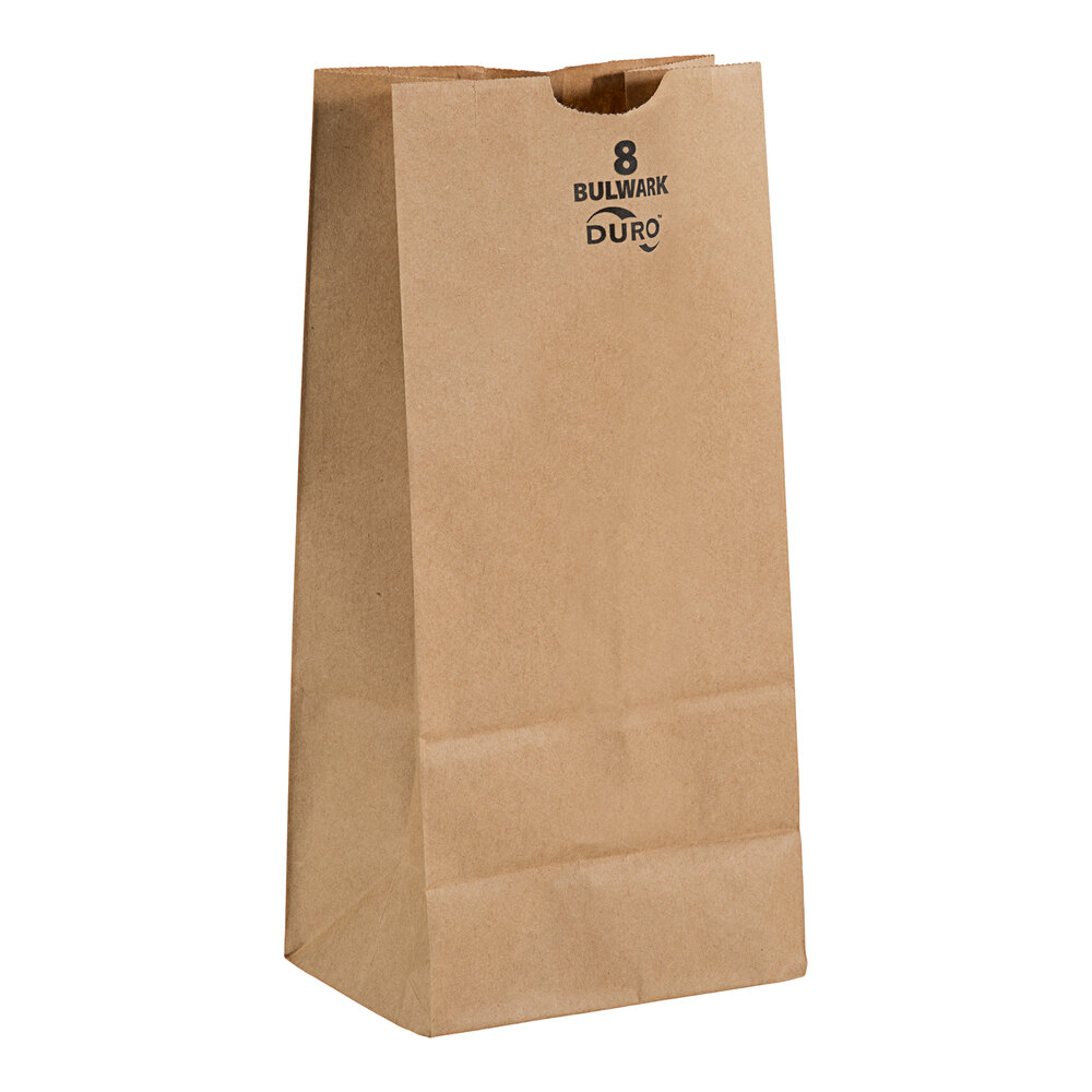 Duro Bulwark 8 lb. Extra Heavy-Duty Natural Kraft Bag - 400/Bundle