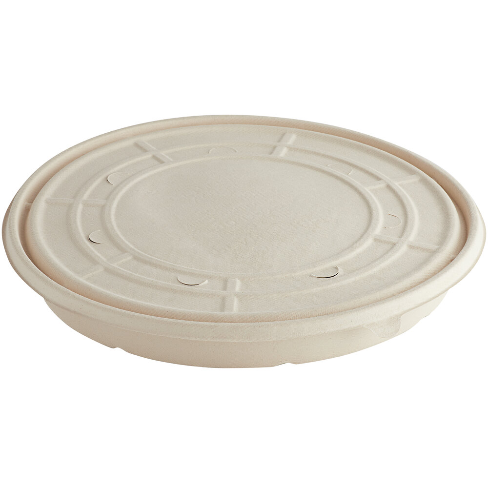 World Centric 14" Compostable Fiber Round Clamshell Pizza Container - 100/Case