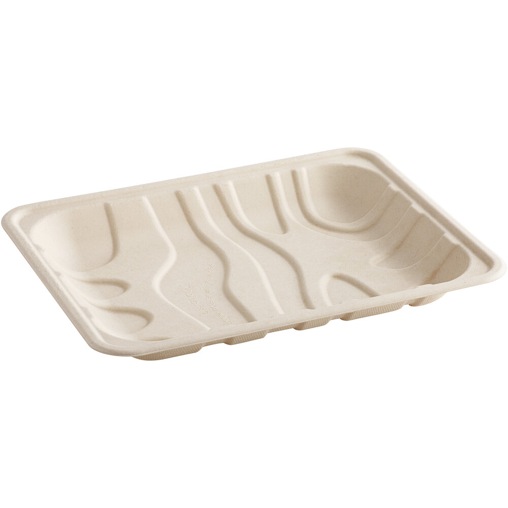 World Centric 10 1/2" x 8 3/16" x 1 1/4" Compostable Fiber Meat Tray - 480/Case