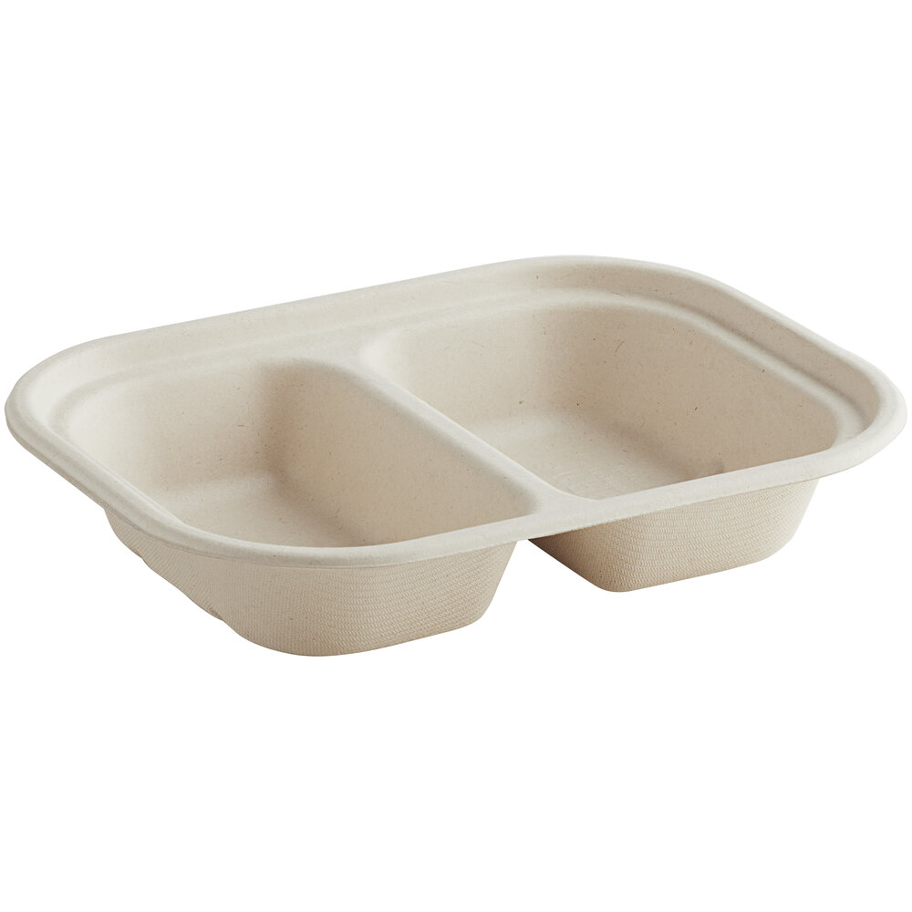 World Centric 15.5 oz. 2-Compartment Compostable Fiber Container - 400/Case
