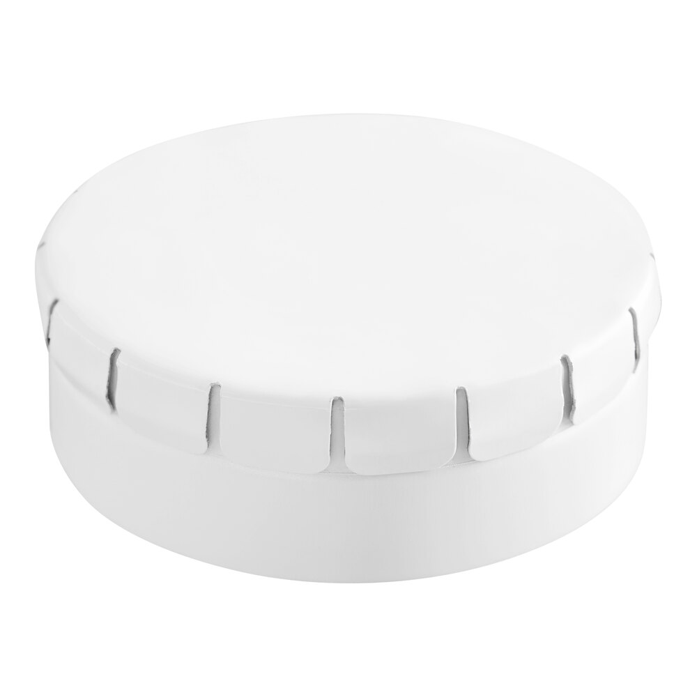 1 3/4" x 9/16" White Tin with Push & Pop Cover - 500/Case