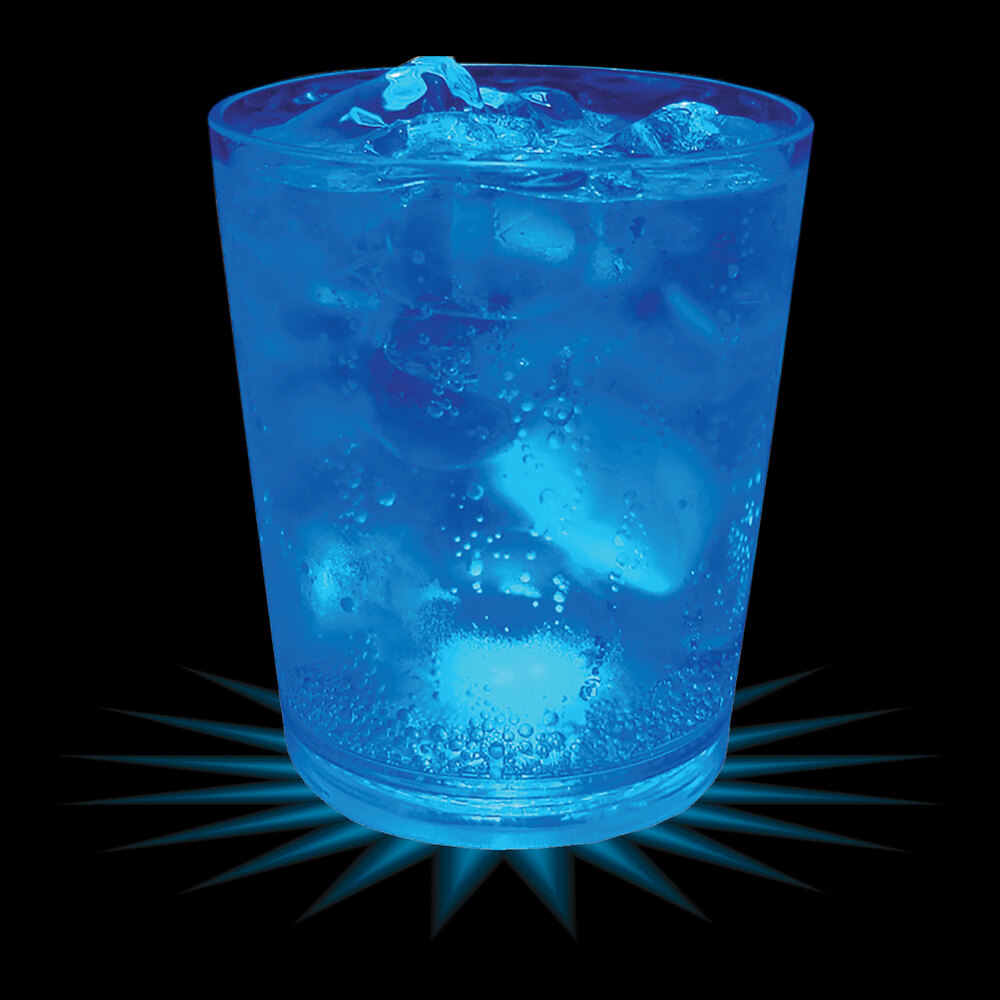 12 oz. Customizable Plastic Rocks Cup with Blue LED Light - 100/Case