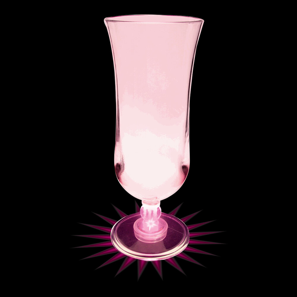 15 oz. Customizable Plastic Hurricane Cup with Pink LED Light - 48/Case