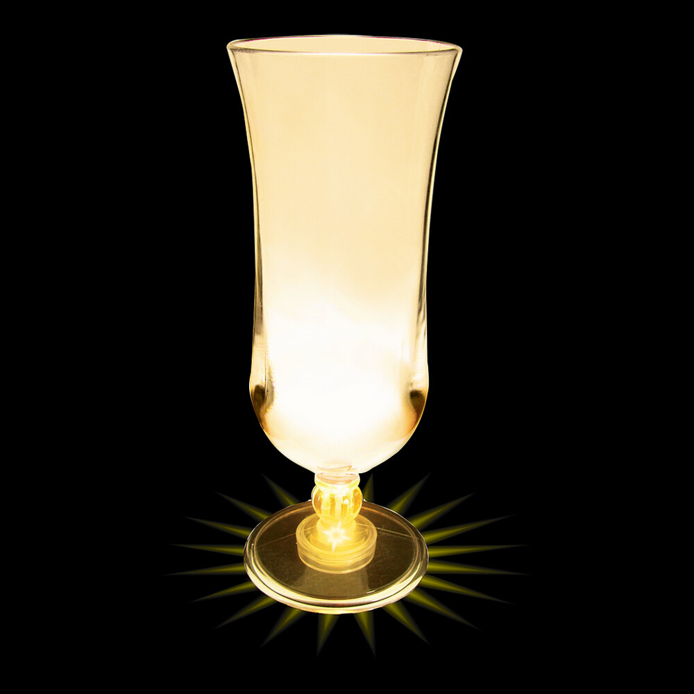 15 oz. Customizable Plastic Hurricane Cup with Yellow LED Light - 48/Case
