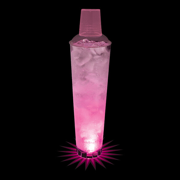 32 oz. Customizable Plastic Shaker Cup with Pink LED Light - 25/Case