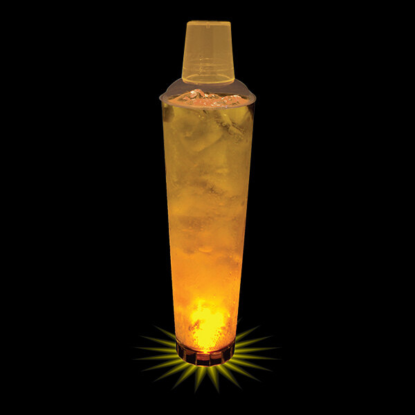 32 oz. Customizable Plastic Shaker Cup with Yellow LED Light - 25/Case