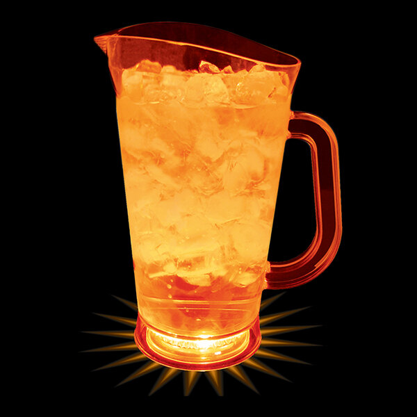 70 oz. Customizable Plastic Pitcher with Orange LED Light - 12/Case