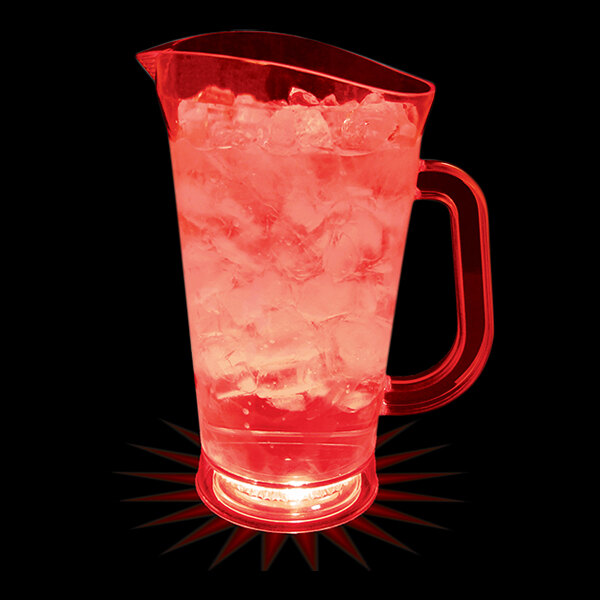 70 oz. Customizable Plastic Pitcher with Red LED Light - 12/Case