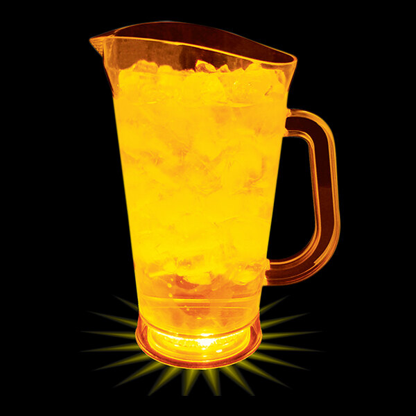70 oz. Customizable Plastic Pitcher with Yellow LED Light - 12/Case