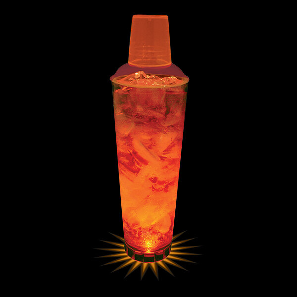 24 oz. Customizable Plastic Shaker with Orange LED Light - 25/Case