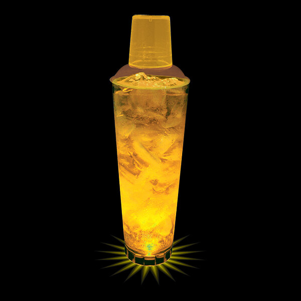 24 oz. Customizable Plastic Shaker with Yellow LED Light - 25/Case