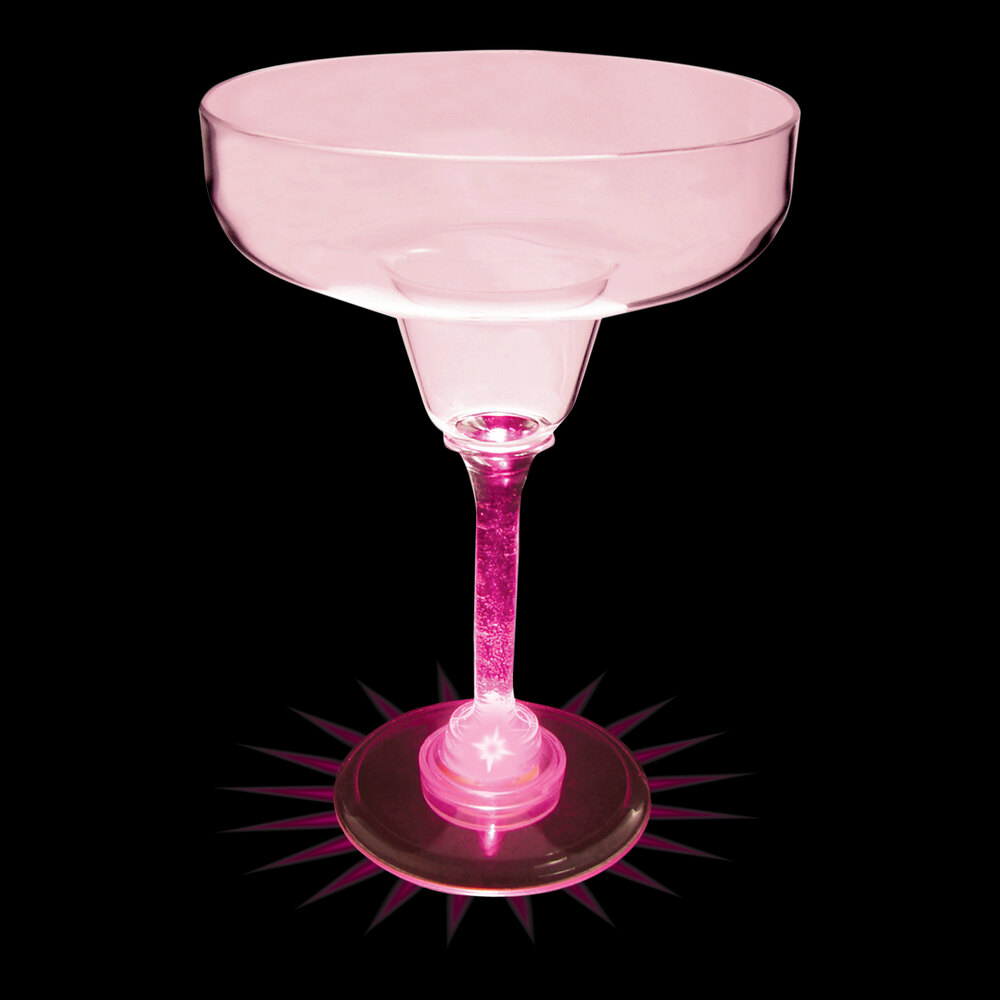 12 oz. Customizable Plastic Margarita Cup with Pink LED Light - 24/Case