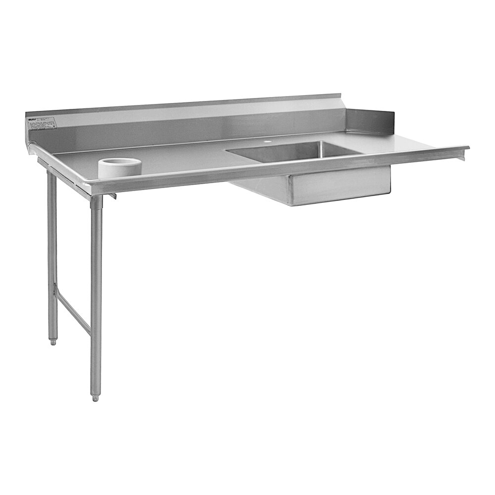 Eagle Group SDTL72143 72" Left Side 14 Gauge 304 Type Stainless Steel Soil Dish Table